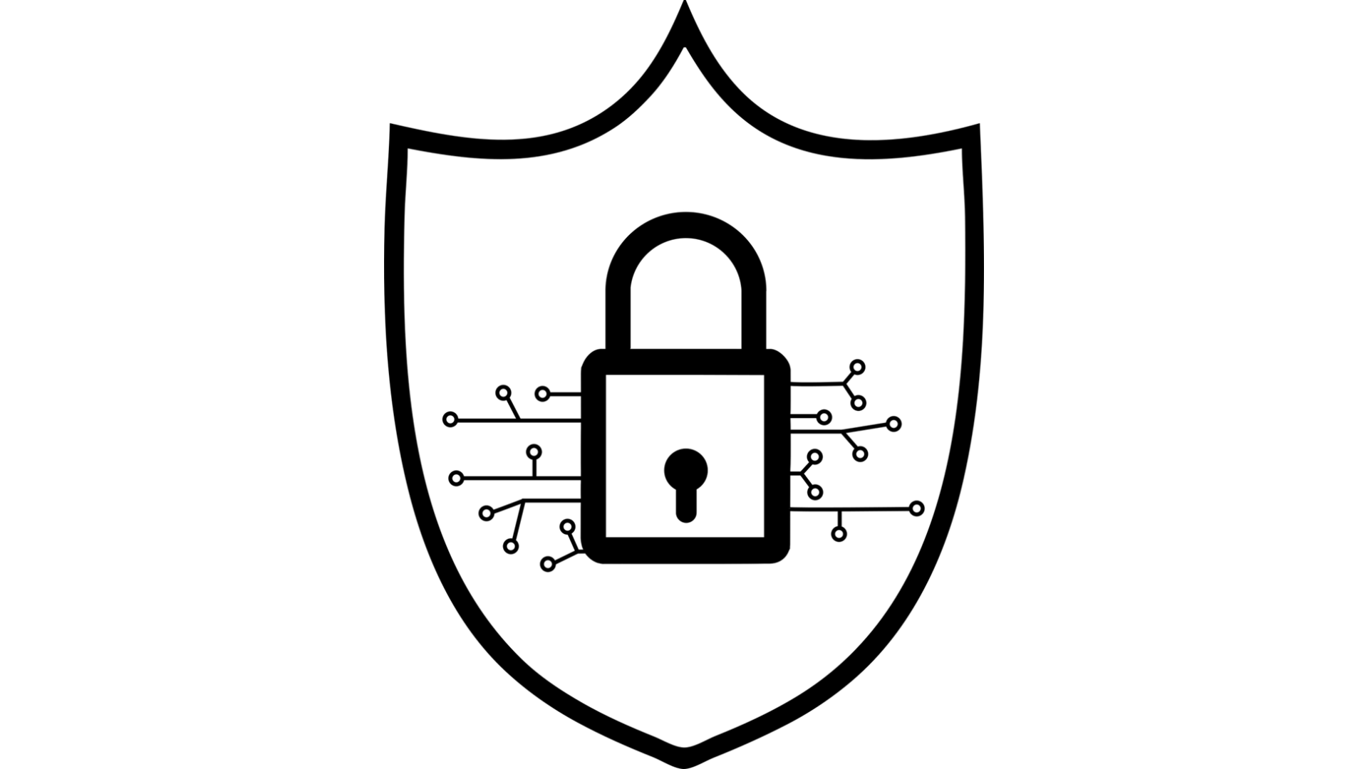black shield with lock icon inside it