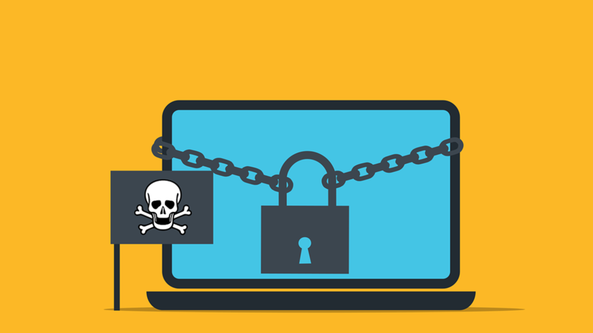 laptop with chain locked over it
