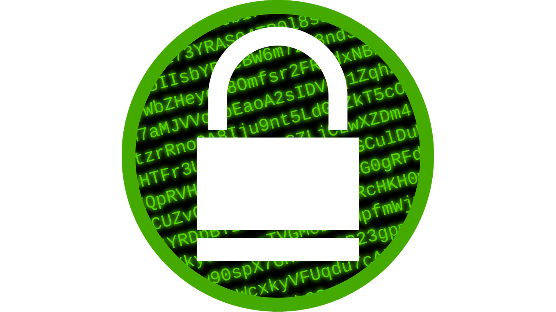 white lock with green text behind it