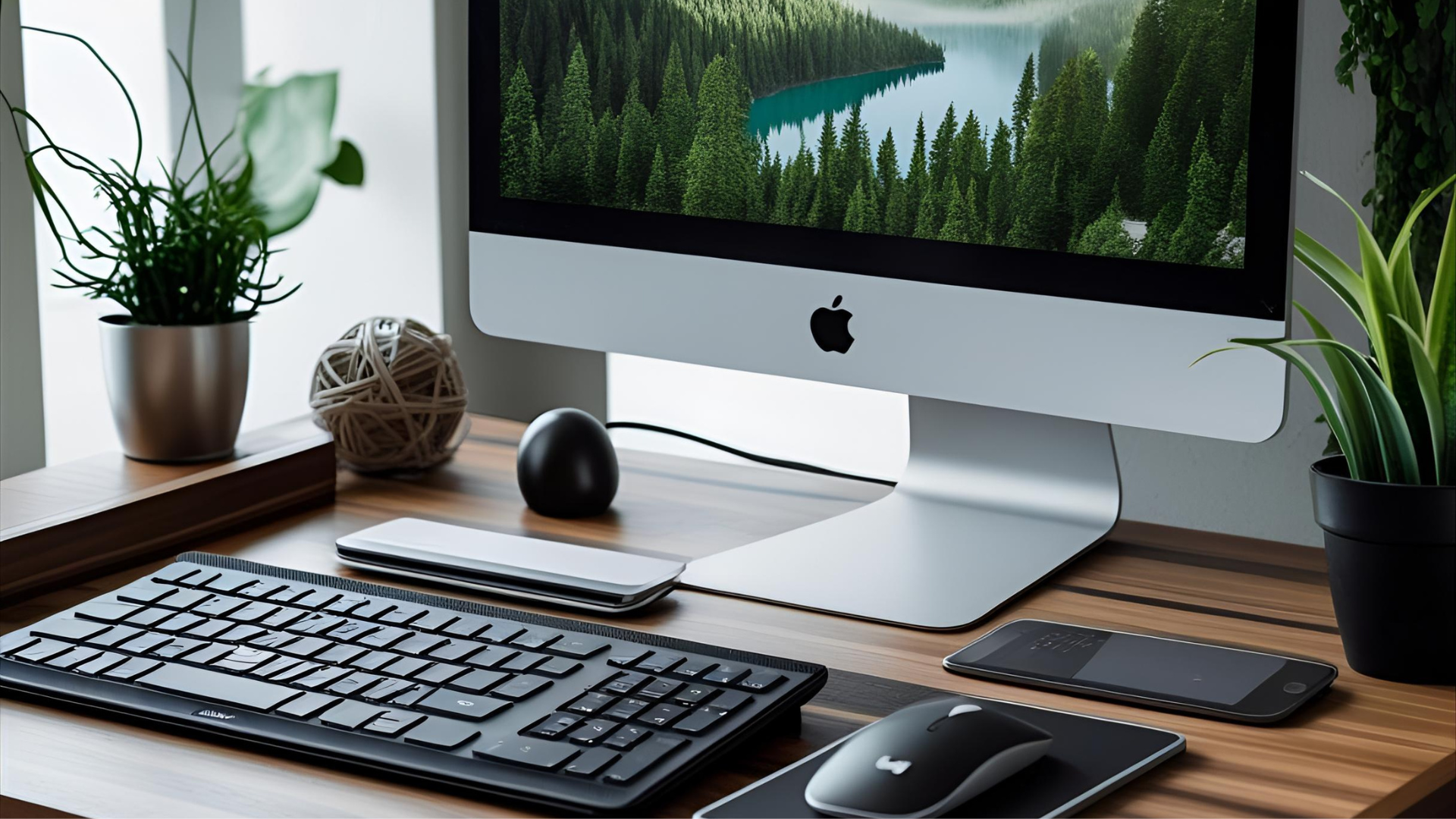 monitor keybord and mouse on a table