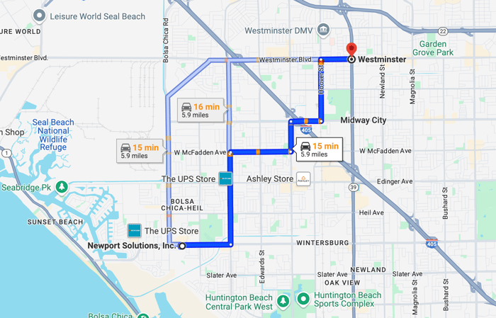 Newport Solutions to Westminster map