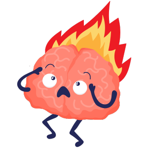cartoon brain on fire