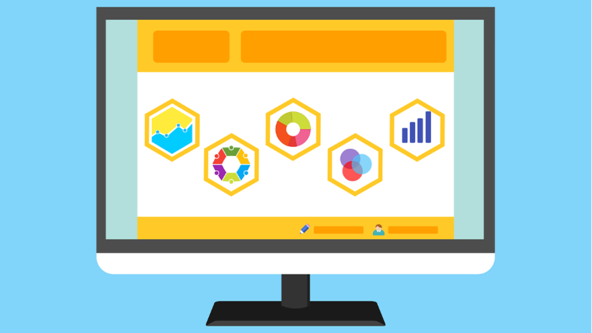 monitor with different data logos