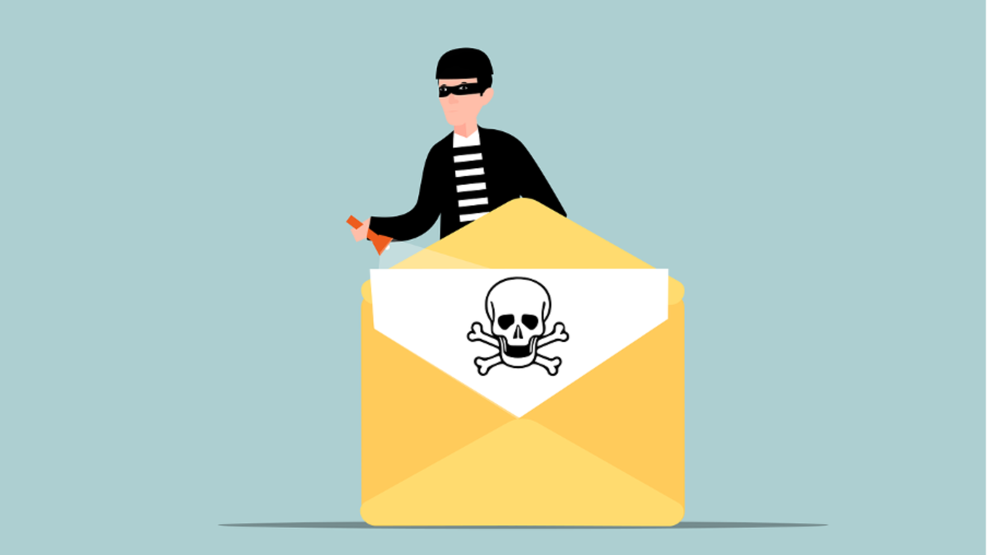 man hiding behind a mail envelope