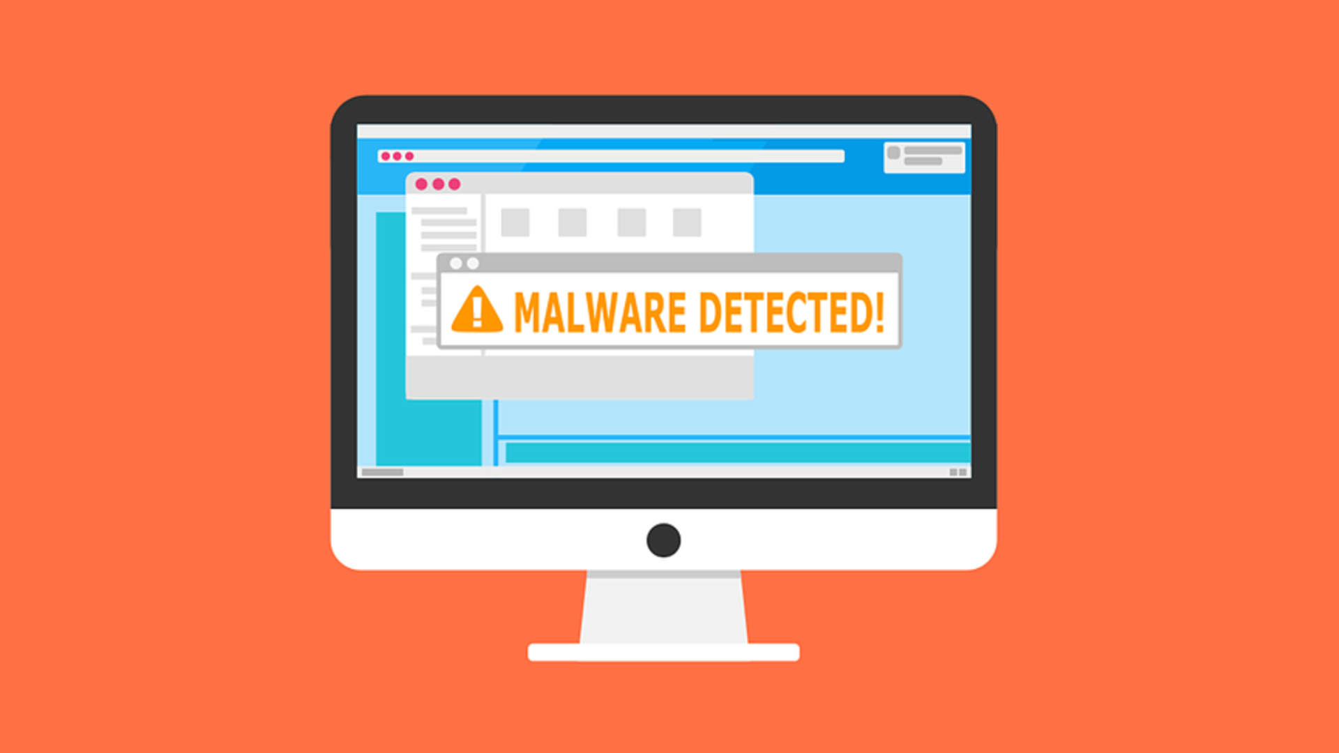 computer screen saying malware detected