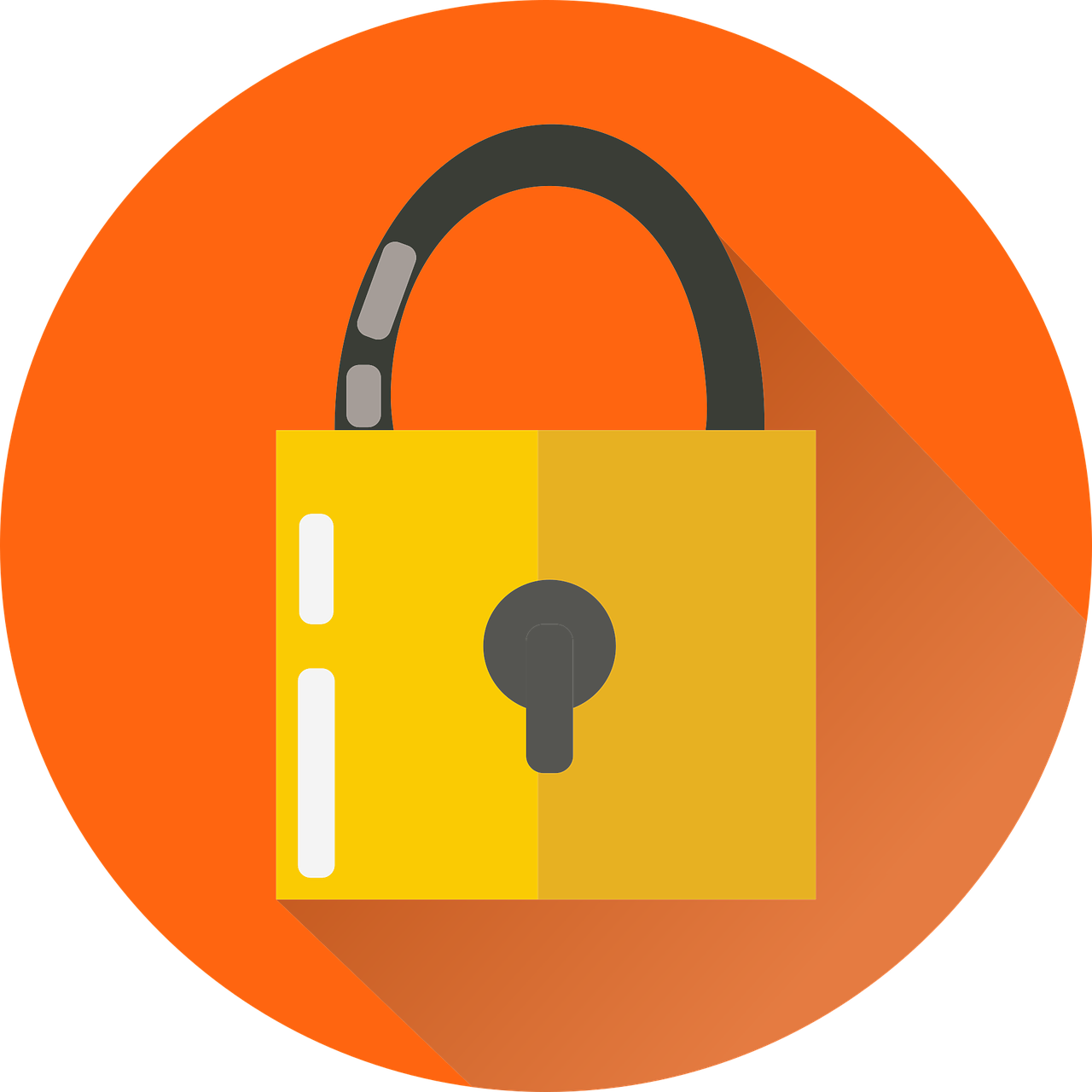 yellow lock with red circle behind