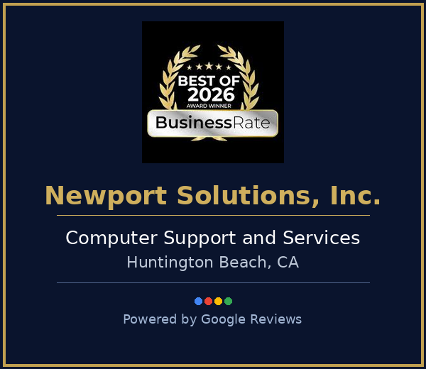 Newport Solutions Named a Top 5 IT Services Business in Huntington Beach by BusinessRate